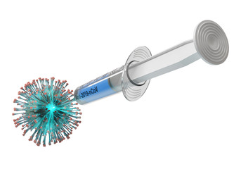 3d render illustration of a coronavirus vaccine concept