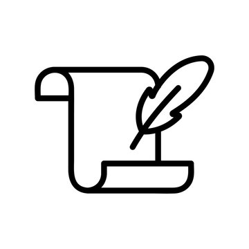 recommend clip art: parchment paper scroll icon vector. Thin line sign. Isolated contour symbol illustration