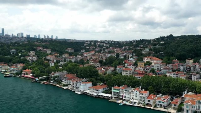 Istanbul Bosphorus and Waterside House Aerial Hyperlapse