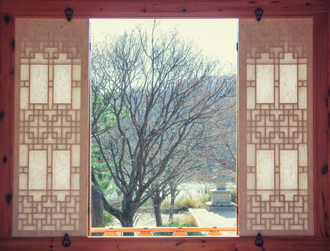 a landscape that looks beyond the traditional Korean window doors.