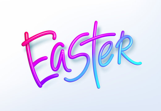 3D realistic rainbow holiday Happy Easter lettering background . Vector illustration