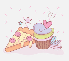 pizza and sweet cupcake dessert menu restaurant food cute