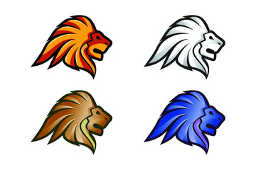 Lion Head Logo Vector Template Illustration Design, Wild Lion Head Mascot