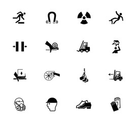 Fototapeta premium Warning signs,industrial hazards icon labels Sign Isolated on White Background,Vector Illustration