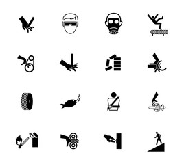 Warning signs,industrial hazards icon labels Sign Isolated on White Background,Vector Illustration