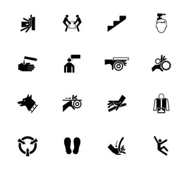 Fototapeta premium Warning signs,industrial hazards icon labels Sign Isolated on White Background,Vector Illustration