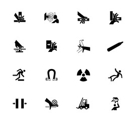 Warning signs,industrial hazards icon labels Sign Isolated on White Background,Vector Illustration
