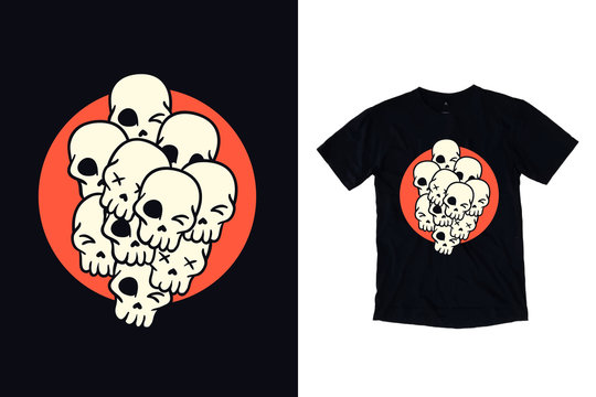 Skull emoticon illustration for t shirt design
