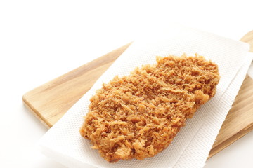 Japanese food, pork cutlet Tonkatsu on board