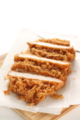 Japanese food, pork cutlet Tonkatsu on board