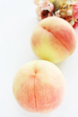 Japanese Peach on cloth with copy space