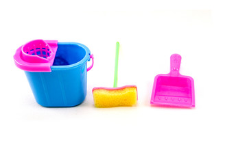 toy items for cleaning on a white background