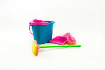 toy items for cleaning on a white background
