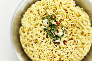 Korean instant ramen noodles with seasoning