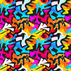 color abstract ethnic seamless pattern in graffiti style with elements of urban modern style