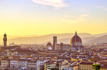 Fototapeta na wymiar An aerial view of Florence, Italy and Florence Cathedral.