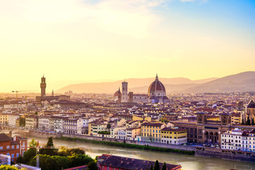 Fototapeta premium An aerial view of Florence, Italy and Florence Cathedral.