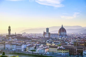 Deurstickers An aerial view of Florence, Italy and Florence Cathedral. © Jbyard
