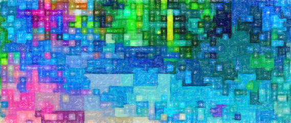 Fototapeta premium Psychedelic visual art abstract design pattern background, good for decorate banner, flyer, textile and fabric, canvas and paper print, craft hand drawn texture template, surreal form in bright colors