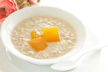Healthy breakfast, dried mango and oat celery grain in bowl