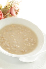 Healthy breakfast, oat celery grain in bowl