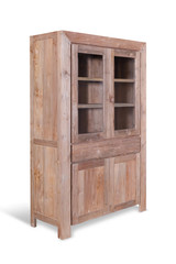 teak wood furniture cabinet with a white background