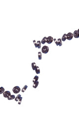 Large Amount of Ball-Bearings In Free Fall Bulk. Isolated Over White Background.
