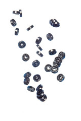 Large Amount of Ball Bearings Shaped and Formed In Free Fall Bulk. Isolated Over White Background.