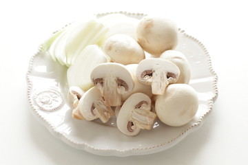 Fototapeta premium Chopped mushroom and onion for cooking image