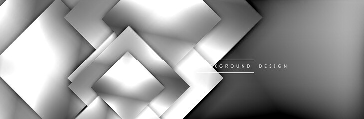 Square shapes composition geometric abstract background. 3D shadow effects and fluid gradients. Modern overlapping forms