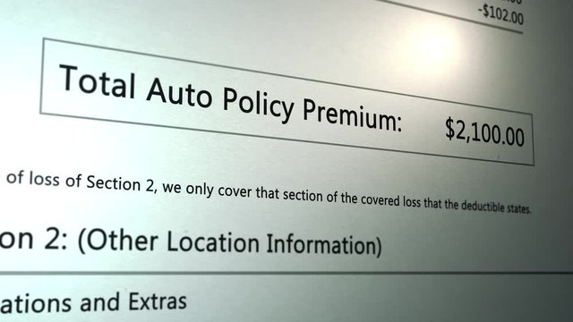 Panning over an Auto Car insurance Deductible Generic Paperwork - V1