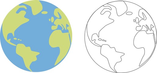 simplified globe vector illustration filled and outline