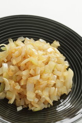 Pan fried mince onion for cooking ingredient