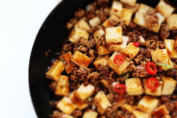 Chinese food, spicy mince pork tofu Mapo tofu 