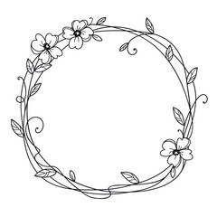 Floral Frame. Wreath with stylized leaves. Spring time style © prezent
