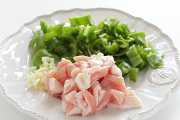 chopped pork and green bell pepper on dish