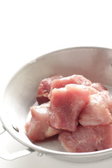 Freshness pork on stainless pan for food ingredient image