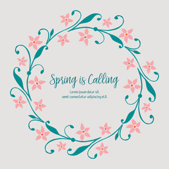 Unique pattern of leaf and floral frame, for cute spring calling greeting card design. Vector