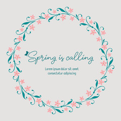 Unique pattern of leaf and floral frame, for cute spring calling greeting card design. Vector