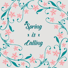 Unique pattern of leaf and floral frame, for cute spring calling greeting card design. Vector