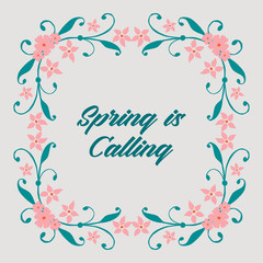 Decorative of leaf and flower frame, for modern spring calling greeting card design. Vector