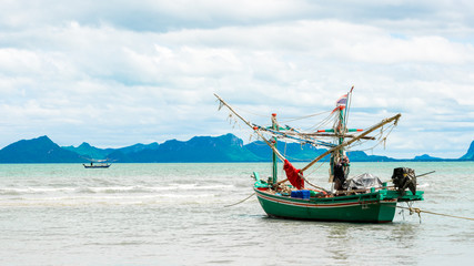 Naklejka na ściany i meble Fishing boats at Pak Nam Pram, Thailand