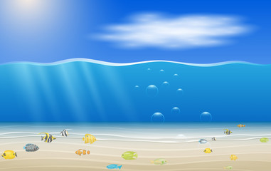 landscape of sand floor at underwater	