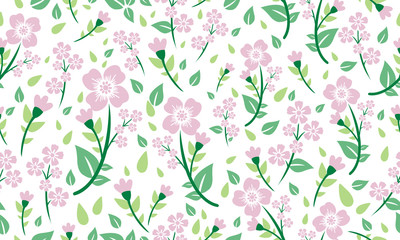 Beautiful spring floral pattern background, with leaf and floral design.