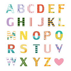 Set vector of summer styles alphabet colorful. Creative cute ABC fonts for your design.