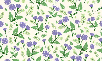 Cute of spring flower pattern background, with elegant leaf and flower decoration.