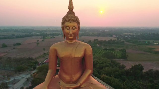 aerial view of big buddha statue in thailand