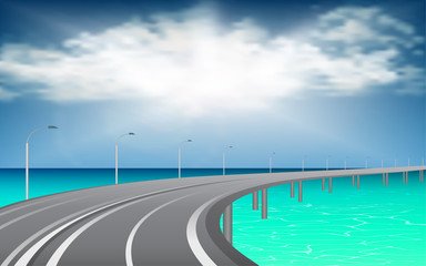 landscape of road across the sea