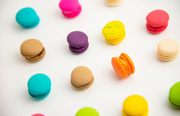 A french sweet delicacy, macaroons variety closeup.macaroon colourful texture.