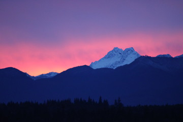 Olympic Mountains Snow Capped Peaks